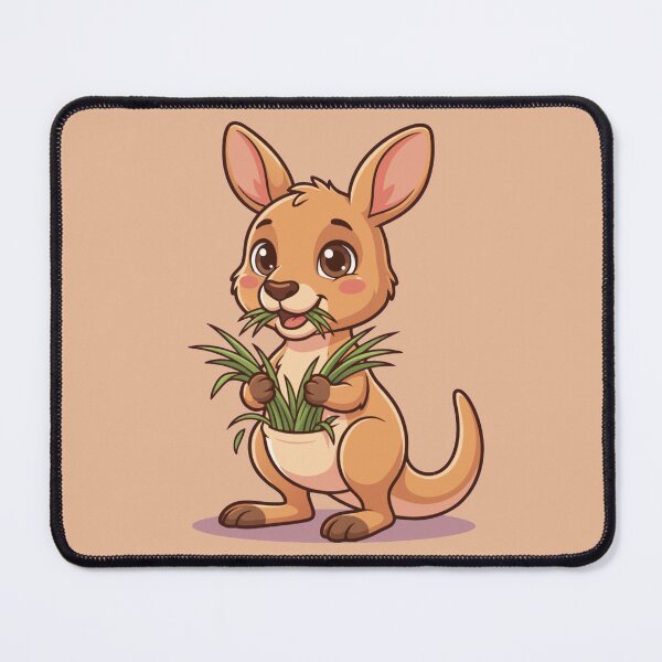 Item preview, Cute Kawaii Kangaroo Eating Grass | Adorable Cartoon Kangaroo Art designed and sold by Royalsticker.