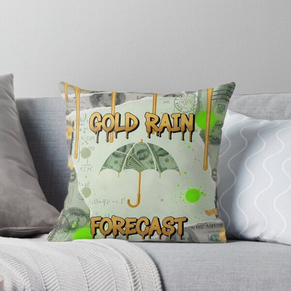 Artikelvorschau, Goldregen-Vorhersage-Geld-Collage-Poster-Regenschirm mit tropfendem Gold und Neon-Spritzern entworfen und verkauft von Bored Elon.