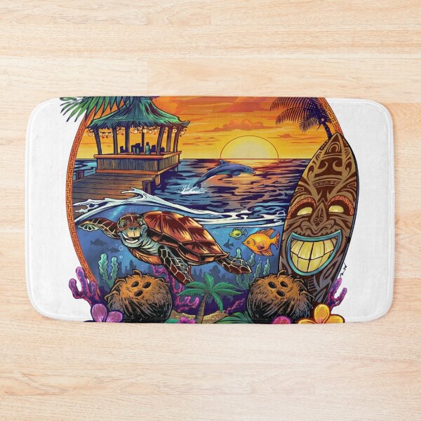 Item preview, Vintage Tropical Tiki Sunset - Sea Turtle & Island Vibes designed and sold by TheOneOff.