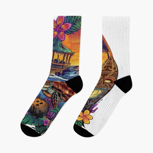 Item preview, Vintage Tropical Tiki Sunset - Sea Turtle & Island Vibes designed and sold by TheOneOff.