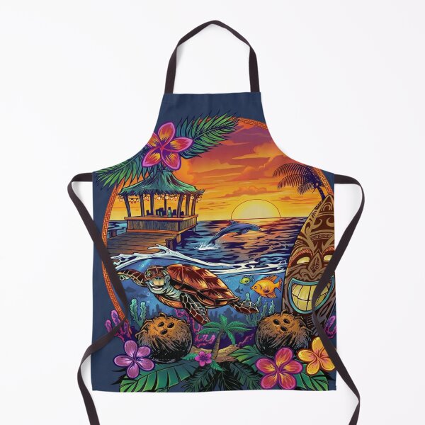Item preview, Vintage Tropical Tiki Sunset - Sea Turtle & Island Vibes designed and sold by TheOneOff.