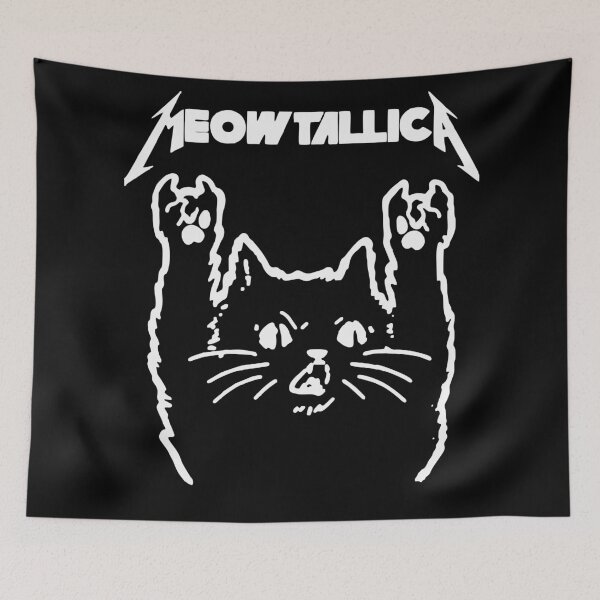 Item preview, Meowtallica – Heavy Metal Cat Raising Paws Parody Art designed and sold by T-Chou.