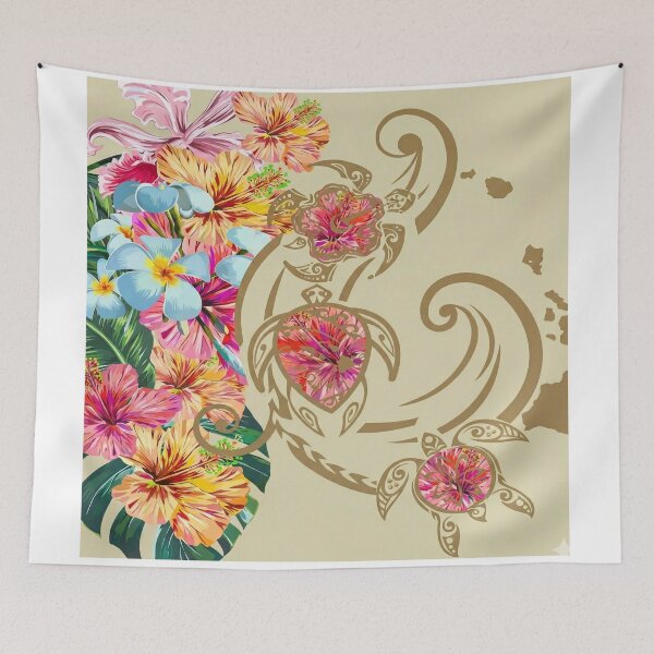 Item preview, Sea Turtle Honu & Tropical Hibiscus Flowers designed and sold by TheOneOff.