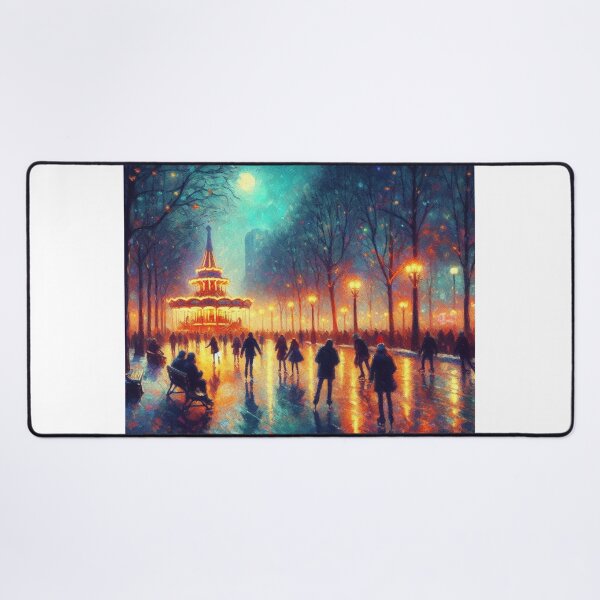 Item preview, Romantic Skating – Winter Park Holiday Night Scene designed and sold by denip.