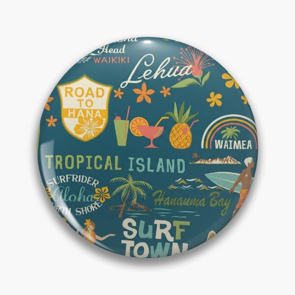 Item preview, Vintage Surf Town Hawaii - Retro Tropical Pattern designed and sold by TheOneOff.