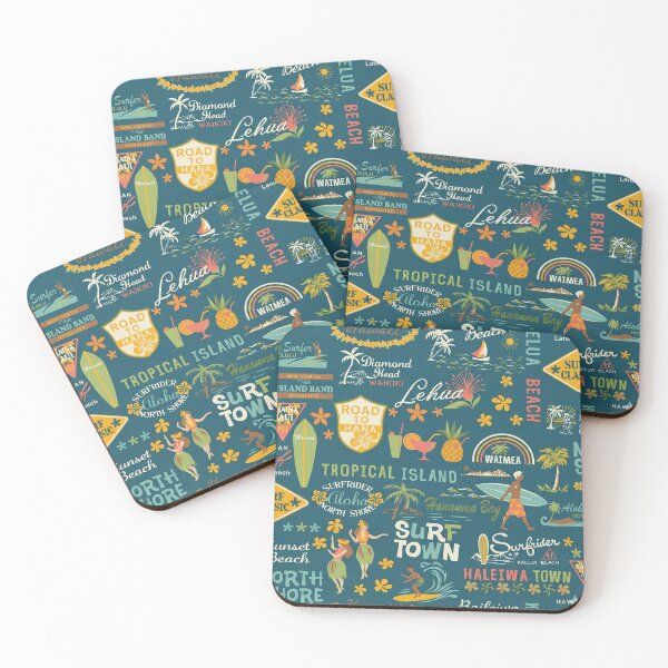 Item preview, Vintage Surf Town Hawaii - Retro Tropical Pattern designed and sold by TheOneOff.