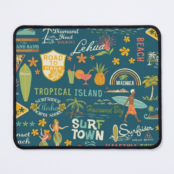 Item preview, Vintage Surf Town Hawaii - Retro Tropical Pattern designed and sold by TheOneOff.