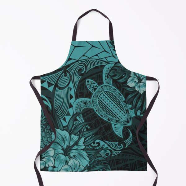 Item preview, Blue-Green Hawaiian Tribal Art: Intricate Turtle & Pineapple Illustration designed and sold by TheOneOff.