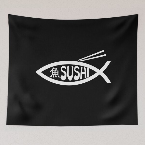 Item preview, Funny Nerdy Sushi Fish Symbol White Text designed and sold by MathWare MathClips.