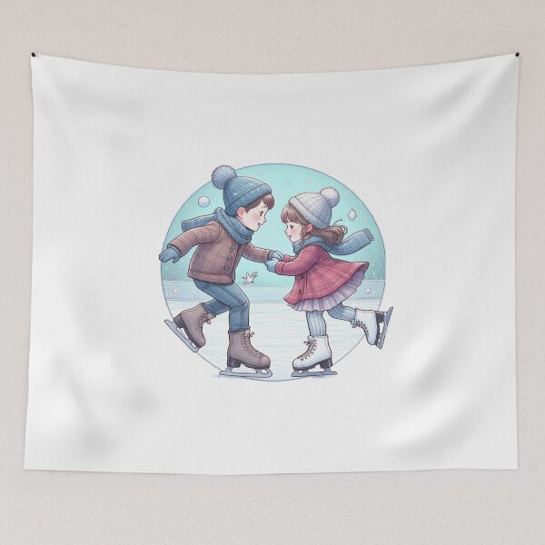 Item preview, Dancing on Ice – Winter Skating Couple Illustration designed and sold by denip.