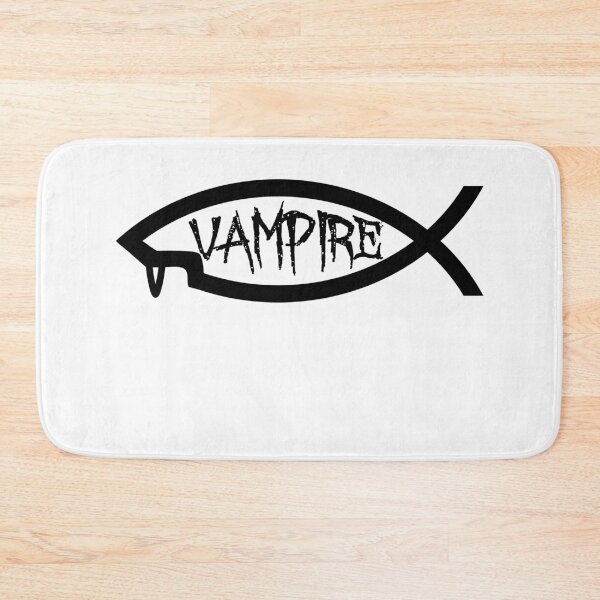 Item preview, Funny Nerdy Vampire Fish Symbol Black Text designed and sold by MathWare MathClips.