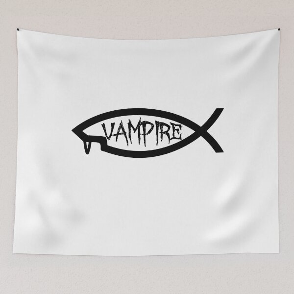 Item preview, Funny Nerdy Vampire Fish Symbol Black Text designed and sold by MathWare MathClips.