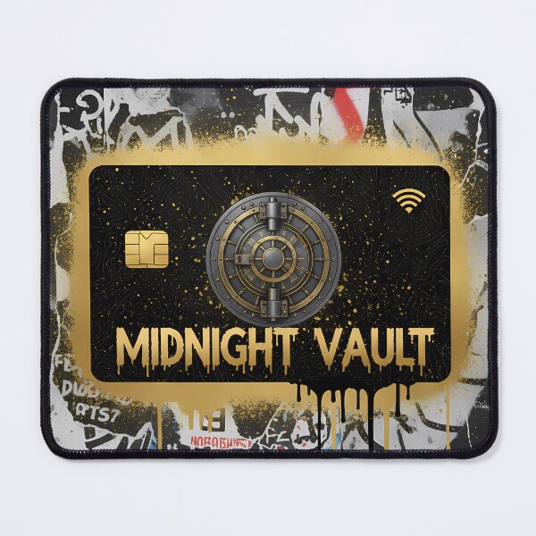 Item preview, Midnight Vault Gold Crypto Card Street Art Poster – Secure Fintech Wallet And Luxury Money Aesthetic designed and sold by Bored Elon.