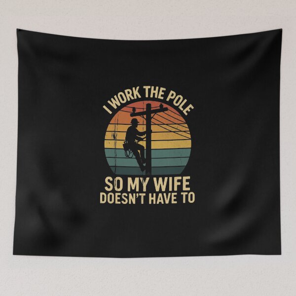 Item preview, Utility Lineman Retro Sunset, I Work The Pole Worker Humor designed and sold by love3617.