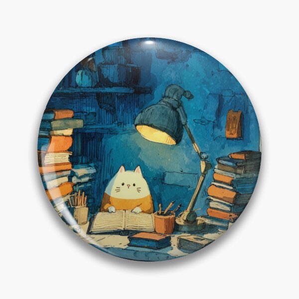 Artikelvorschau, Book Cat Night Study – Cozy Scholarly Cat Art for Readers & Cat Lovers  | Cat Lover | Book Lover | Gift idea entworfen und verkauft von VieUnique.