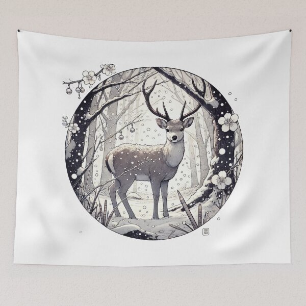 Item preview, Silent Symphony – Mystical Deer in Winter Forest designed and sold by denip.