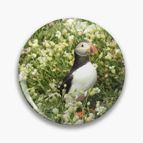 Item preview, Atlantic Puffin amongst white Sea Campion flowers designed and sold by TwistedClassics.