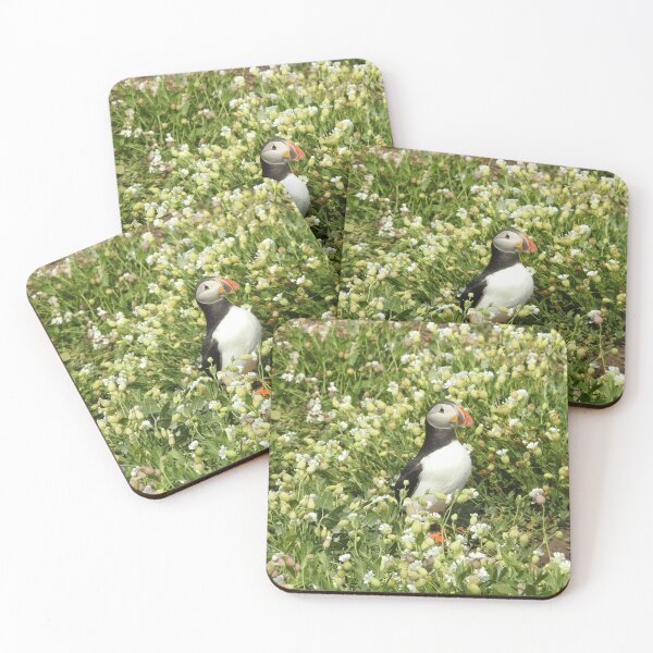 Item preview, Atlantic Puffin amongst white Sea Campion flowers designed and sold by TwistedClassics.