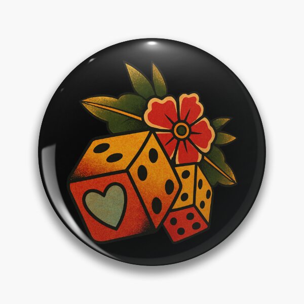 Item preview, dice and flowers tattoo designed and sold by SailorsInk.