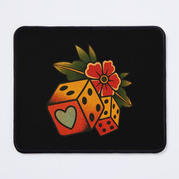 Item preview, dice and flowers tattoo designed and sold by SailorsInk.