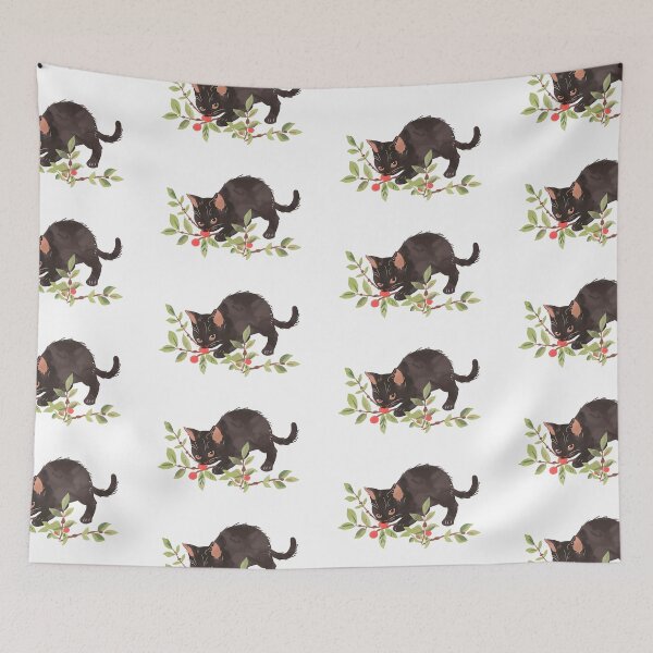 Item preview, Black cat smelling fruits designed and sold by xiao xuans.