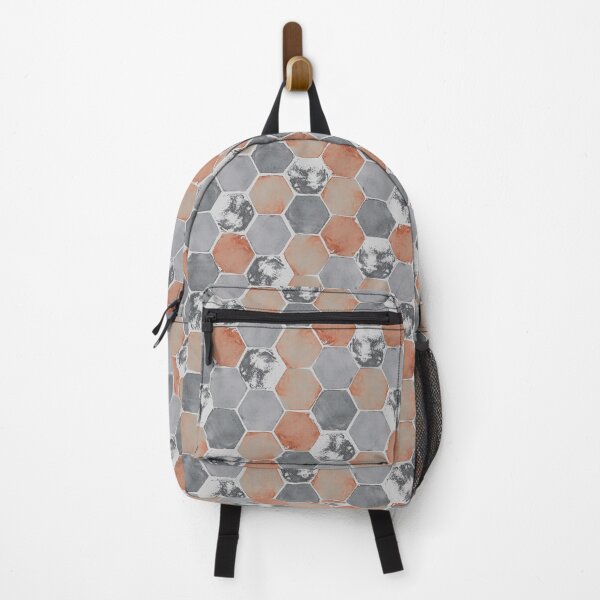 Item preview, Hexagon grid - Orange & Gray designed and sold by Studio Variatio.