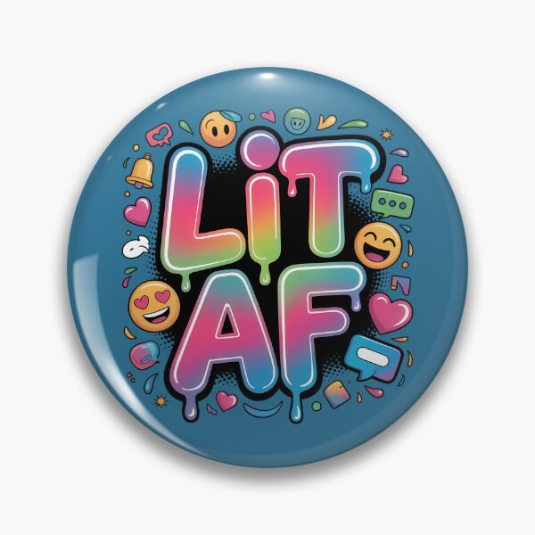 Item preview, "LIT AF" Rainbow Bubble Graffiti Tee – Trendy Social Media Art designed and sold by InkWeaveShop.