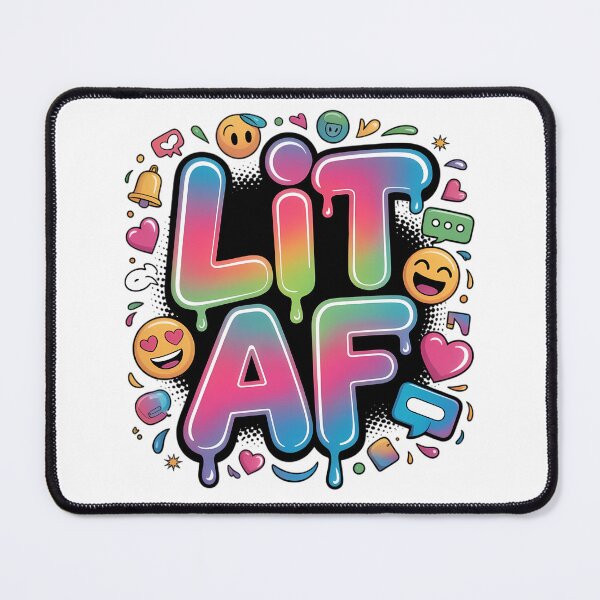 Item preview, "LIT AF" Rainbow Bubble Graffiti Tee – Trendy Social Media Art designed and sold by InkWeaveShop.