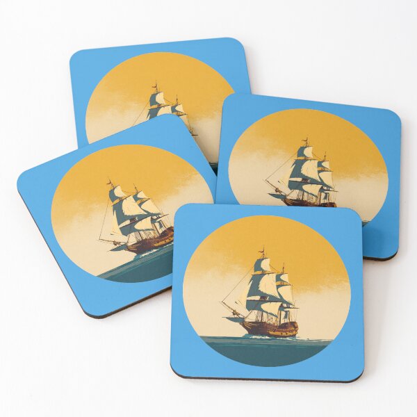 Item preview, Golden Hour Pirate Galleon - Vintage Nautical Adventure designed and sold by casualnature.