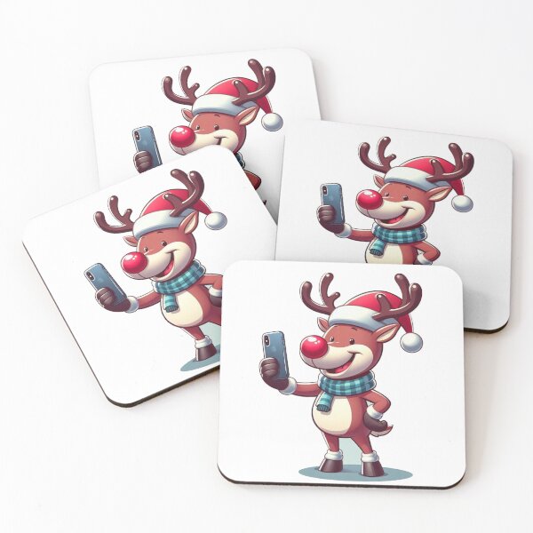Item preview, Red Nose Reindeer Selfie – Funny Holiday Character Design designed and sold by denip.