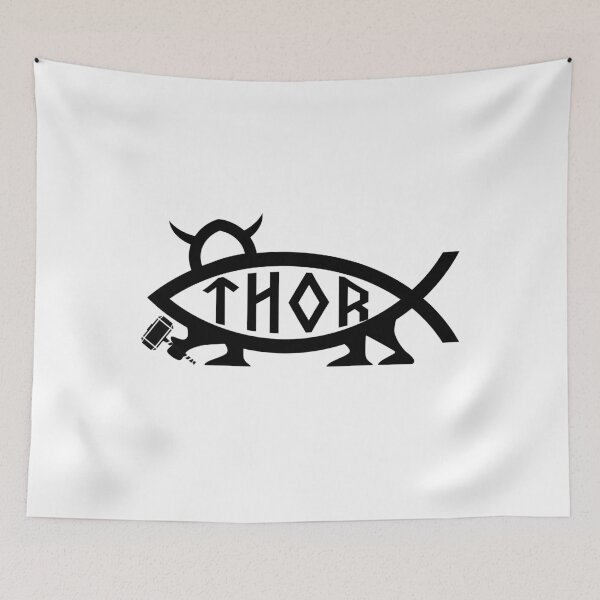 Item preview, Funny Nerdy Thor Fish Symbol Norse Mythology Fan Black Text designed and sold by MathWare MathClips.