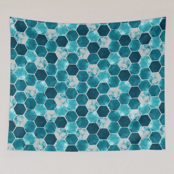 Item preview, Hexagon grid -Icy blue designed and sold by Studio Variatio.