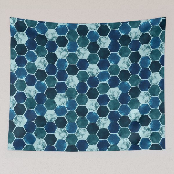 Item preview, Hexagon grid -All blue designed and sold by Studio Variatio.
