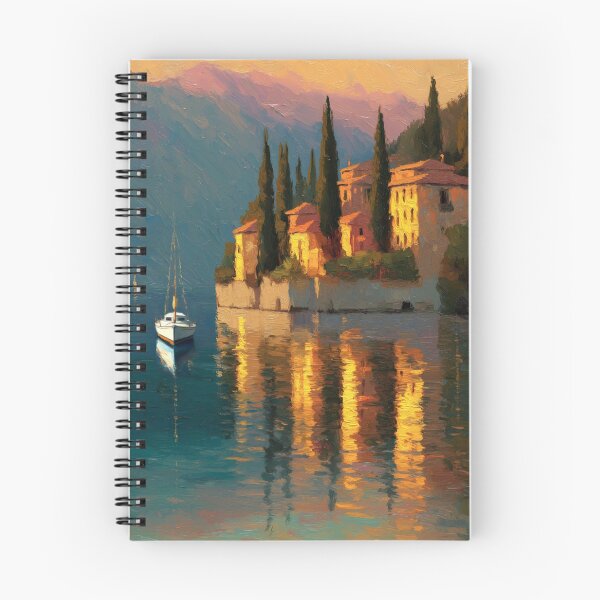 Item preview, Lake Como Sunset Reflections – Romantic Lakescape Wall Art designed and sold by AlexAtelier.