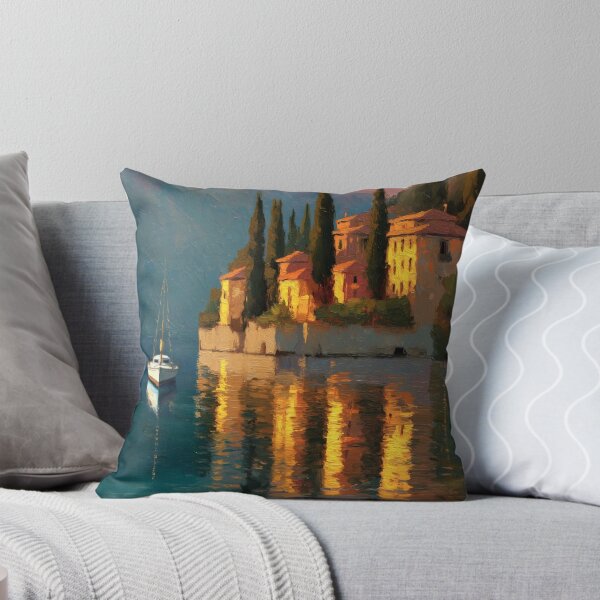 Item preview, Lake Como Sunset Reflections – Romantic Lakescape Wall Art designed and sold by AlexAtelier.