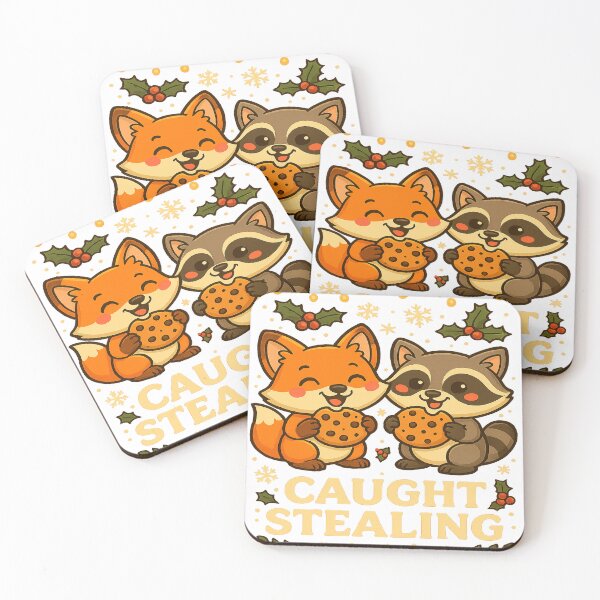 Item preview, Caught Stealing Christmas Cookies – Funny Fox & Raccoon Christmas Tee £20.99£17.99 designed and sold by NOVAWEARIT.