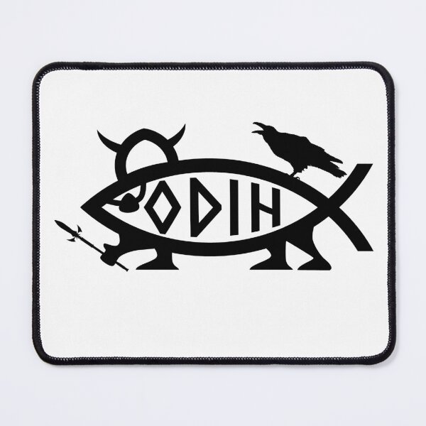 Item preview, Funny Nerdy Odin Fish Symbol Norse Mythology Fan Black Text designed and sold by MathWare MathClips.