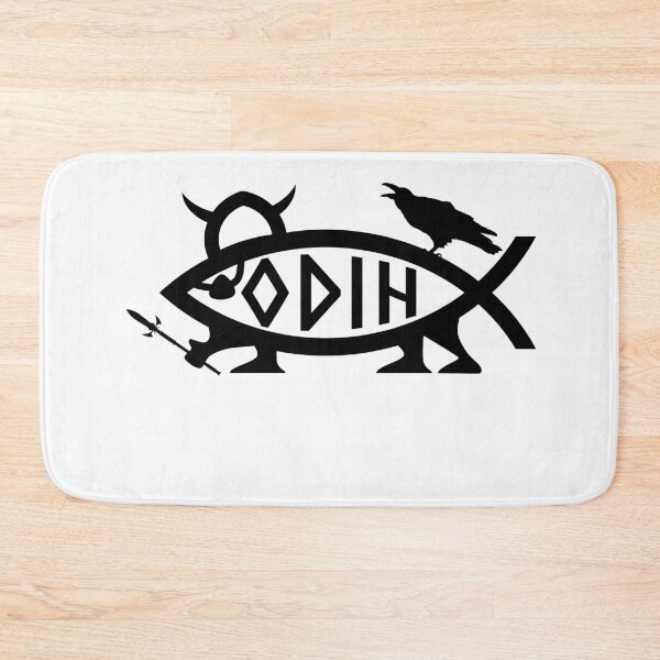 Item preview, Funny Nerdy Odin Fish Symbol Norse Mythology Fan Black Text designed and sold by MathWare MathClips.