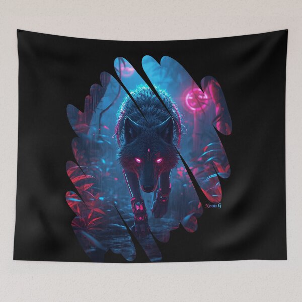 Item preview, Wolf prowling a neon jungle in Augmented reality 5 designed and sold by Neon G.