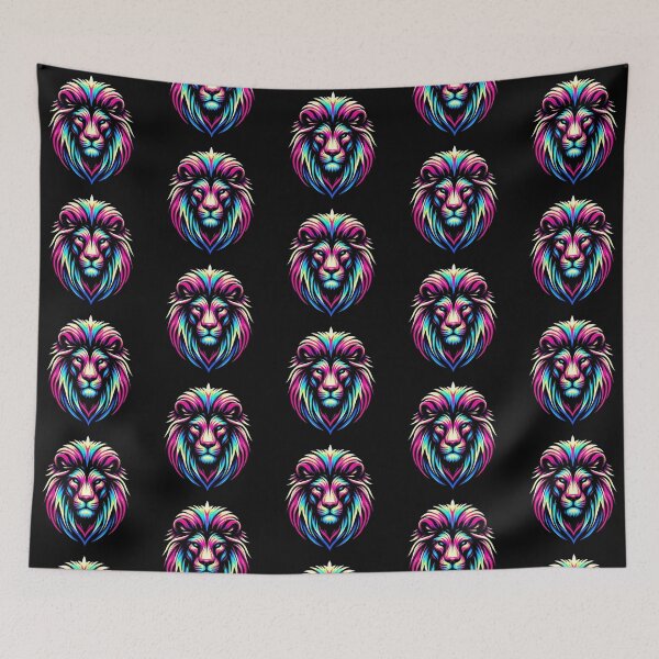 Item preview, Neon Lion Head – Vibrant Synthwave Vaporwave Art designed and sold by Dogandesighn.
