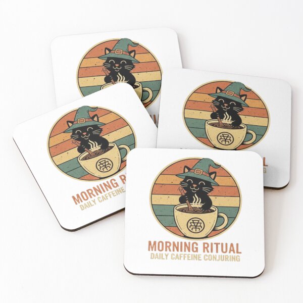 Item preview, Morning Ritual: Retro Witch Cat Coffee T-Shirt & Daily Caffeine Conjuring Mug designed and sold by MonaRose_Art.