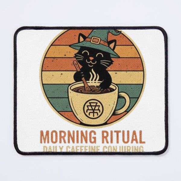 Item preview, Morning Ritual: Retro Witch Cat Coffee T-Shirt & Daily Caffeine Conjuring Mug designed and sold by MonaRose_Art.
