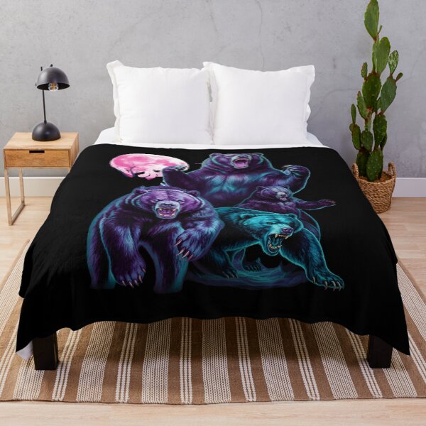Item preview, Roaring Grizzly Bears Moon, Retro Animal Graphic, Wild Bear Family Nature, 90s Style Forest Wildlife Art Unisex Gift designed and sold by DesignDenDo ⭐⭐⭐⭐⭐.