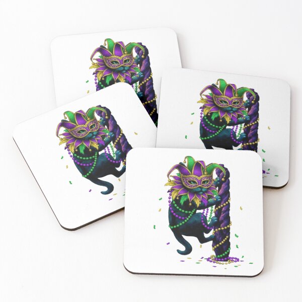 Item preview,  cat climbing mardi gras Cat Funny, New Orleans Mardi Gras designed and sold by AddlPoolart.