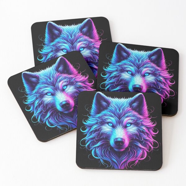 Item preview, Neon Alpha Wolf – Vibrant Synthwave Lone Wolf Art designed and sold by Dogandesighn.