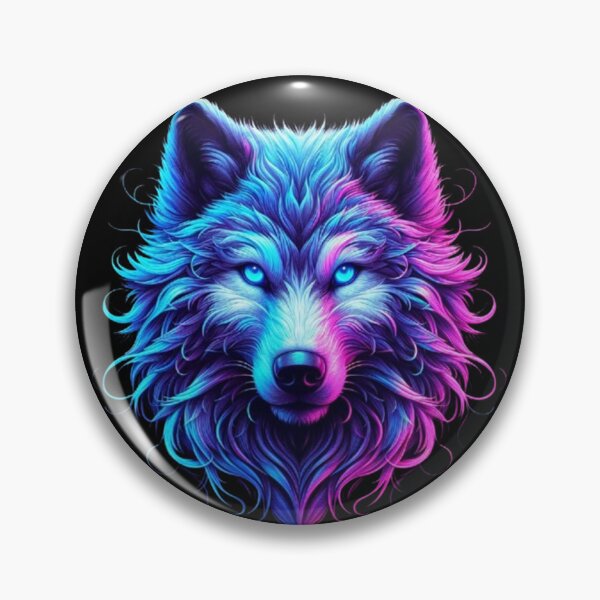 Item preview, Neon Alpha Wolf – Vibrant Synthwave Lone Wolf Art designed and sold by Dogandesighn.