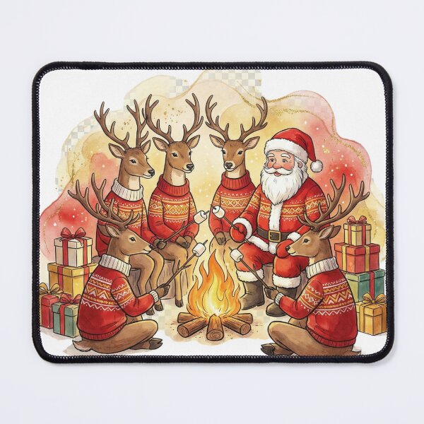 Item preview, Santa and Reindeer Christmas Watercolor Illustration – Cozy Campfire Holiday Scene, Merry Christmas Art designed and sold by shikuldo7.