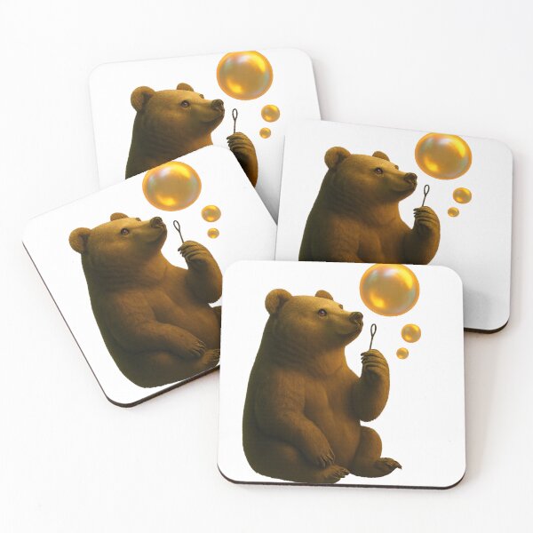 Item preview, Curious Bear Blowing Bubbles – Whimsical Art designed and sold by MIArt Studio.