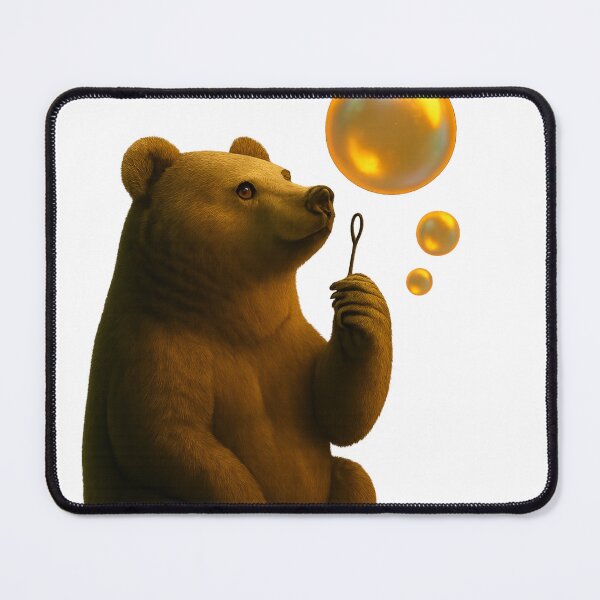 Item preview, Curious Bear Blowing Bubbles – Whimsical Art designed and sold by MIArt Studio.