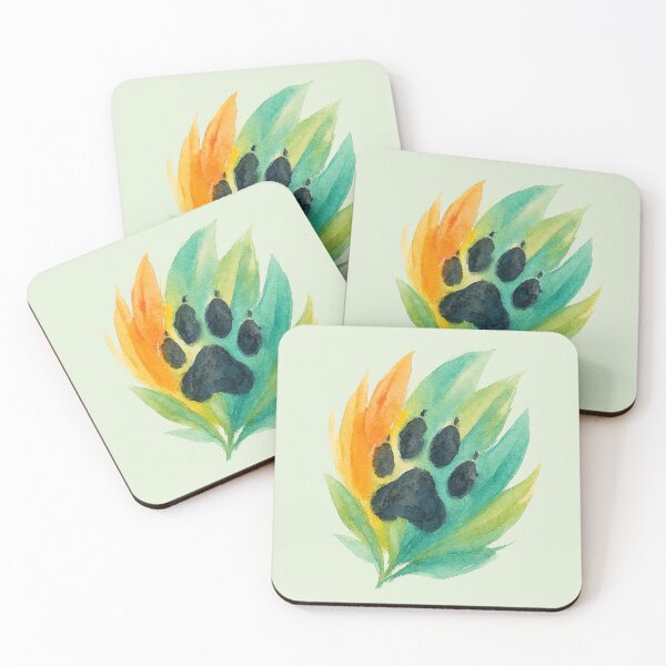 Item preview, Paw print on leaves, feline style, painting designed and sold by the artedivino.